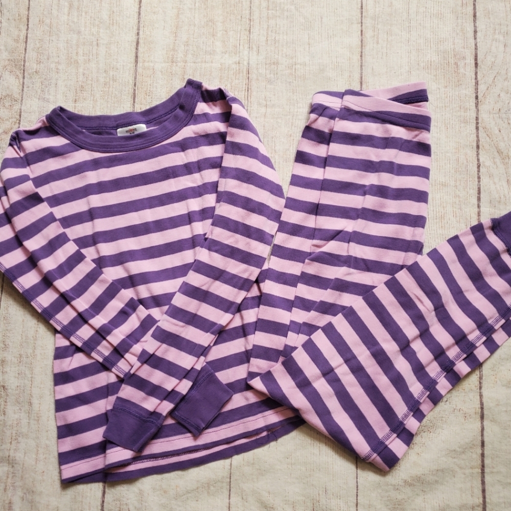Hanna Andersson striped long John pajama set size 10
